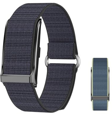 Pulsera Inteligente Sin Pantalla con Doble Correa de Nylon (Negra+Azul) – Monitor de Actividad, Pulsómetro, SpO2, Sueño, 127 Modos Deportivos, IP68 Impermeable, Batería Larga Duración, Unisex