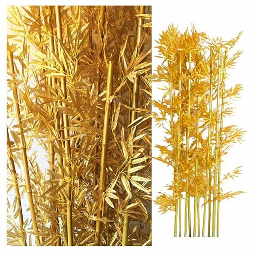 10 Bastoncini Pianta di bambù Artificiale Dorata Balcone Privacy Recinzione Divisorio per spazi Interni Schermo per Patio Giardino Esterno Terrazza Cortile Ingresso(120cm/3.9ft)