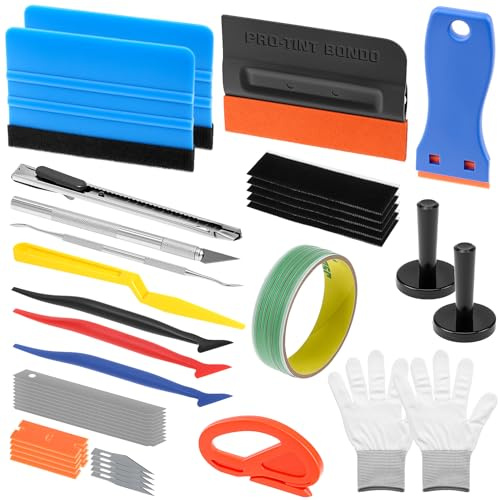 QWORK® Kit de Herramientas para láminas de automóviles, para láminas de automóviles, envolturas de Vinilo, láminas para Ventanas y Muebles