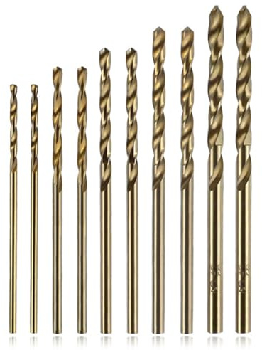 10 pcs M35 HSS Metric Twist Drill Bit Set, HSS-CO Drills Set Heat Resistant and Durable, 1MM-3MM Metric Gold Cobalt Twist Drills Bit Set for Drilling on Stainless Steel, Metal Thread Bit, Cast Iron