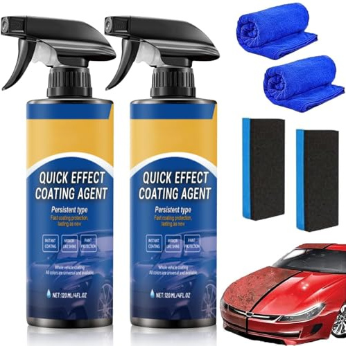 2 Pcs Advanced Car Quick-Acting Coating Agent Spray, 3 in 1 High Protection Quick Effect Coating Agent, 2025 New Ceramic Coating Spray,Multifunctional Coating Renewal Agent for Cars