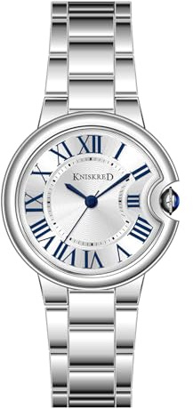 KNISKRED Reloj Clásico para Mujer con Números Romanos Vintage y Correa Sólida de Acero Inoxidable Reloj Casual para Damas