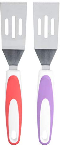 plplaaoo Spatule à fromage Cutter Outil de cuisine Pelle de cuisson multifonctionnelle en acier inoxydable pour trancher le fromage et la préparation des aliments Orange Violet 25x4.5cm 2