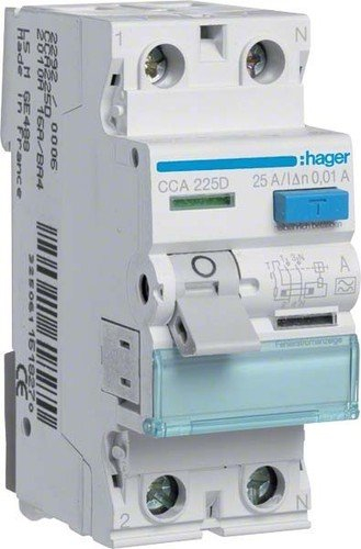 Hager CCA225D CCA225D - Interruttore di protezione FI A 2 poli, 25 A, 0,01 A, 230 V