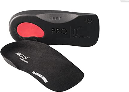 PRO 11 WELLBEING 1 Pair of Slim Fit 3/4 Orthotic Insoles with Heel Pad for Plantar Fasciitis (7/8.5 UK, Black)
