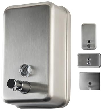 Commercial Soap Dispenser Wall Mount - Stainless Steel Wall Mounted Soap Dispenser for Bathroom - New Superior Design with Premium Anti-Leak Pump and Corrosion-Proof Lining - 37oz (1100ml) by EnBath