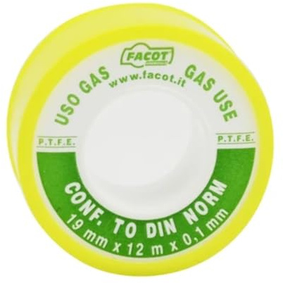 FACOT Ruban teflon PTFE Din pour gaz H 19 mm x 12 m