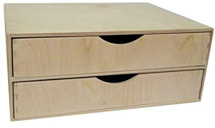 Wooden World A4 dubbel bred trälåda - låda skrivbord kontor skrivbord förvaring decoupage omålad