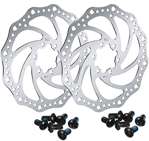 2 Pieces 160 mm Bike Bicycle Disc Brake Rotor with 12 Bolts Stainless Steel Bicycle Rotors Screws for Road Bike, Mountain Bike, MTB, BMX Bicycle Accessories (Card Dot)