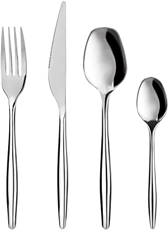 KASANOVA set posate 6 persone, set posate 24 pezzi acciaio inox con forchetta, coltello, cucchiaino e cucchiaio (Gamma)