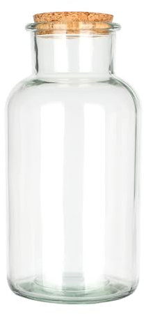 Magic Season Botellas de vidrio decorativas con tapones de corcho (16.5 onzas líquidas, botellas redondas de boca ancha/1 unidad)