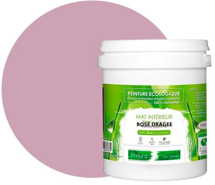 BOX DECO COULEURS Pintura de pared natural ecológica con aspecto mate interior Natura – 1 l/13 m², rosa gragea