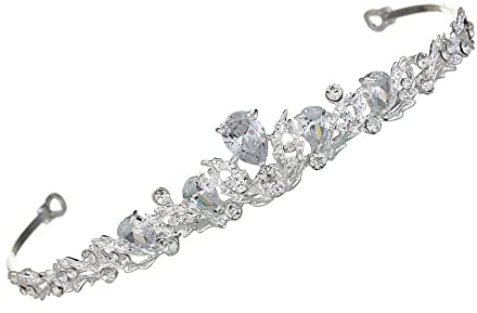 SUNSK Tiara Strass Diadema Sposa Corona Matrimonio Coroncine Sposa Strass Corona Principessa Tiara per Matrimonio Compleanno Prestazione d'Argento