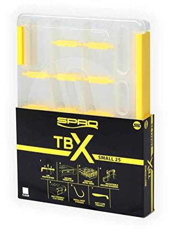 SPRO TBX Tacklebox & Werkzeugkiste - Robuster, wasserfester Kunststoff, versteckte Scharniere, flexible Fächer, modulare Größen - Perfekt für Angel- und DIY-Aktivitäten (Clear, 25S)