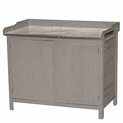Siena Garden Pflanztisch 100 x 56 x 86 cm, grau, Spießtanne FSC 100% verzinkte Arbeitsplatte und Haken