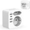 Hoppac Adaptador Enchufe Americano,6 en 1 Adaptador Enchufe Español a Americano con 3 USB A y 1 USB C (3.4A 17W), Adaptador Europeo a Americano Portátil Aplicable A EE. UU., Canadá,Tailandia,Tipo B