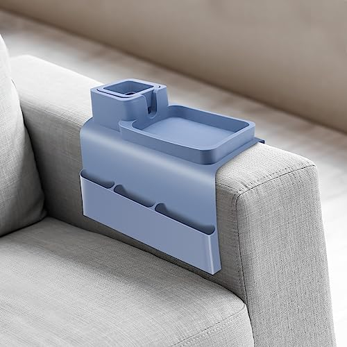 Beowanzk Sofatablett Armlehne, Sofa Armlehnen Tablett, Couch Organizer, GeträNkehalter Sofa (Blau)