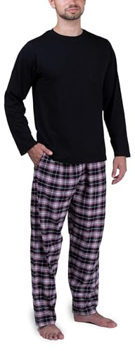 Moonline Herren Schlafanzug mit Flanellhose, Farbe:schwarz, Größe:XXL