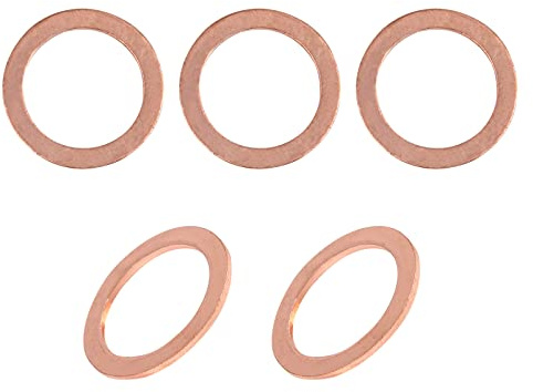DTGN 22mmx29mmx1.5mm(IDxODxT) Plat Cuivre Rondelles étanchéité - Paquet de 5 - Bonne pour Industrielles Machines M22 Vis - Cuivre Plat Anneau Joints