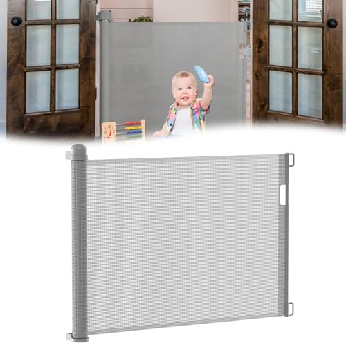 JOIEYOU Barrera de seguridad para escaleras, extensible de 0-150 cm, reja de protección para bebés con doble cierre, reja de protección para puertas estable, barrera para perros, reja de protección