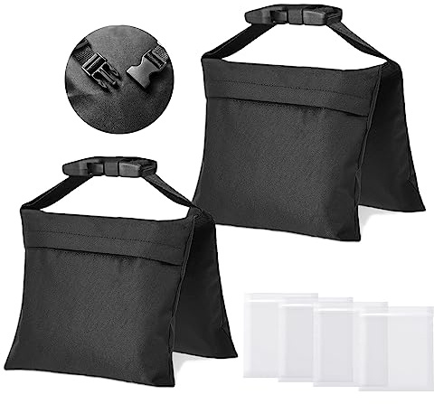 2 Packs Sandbags, Heavy Duty Sand Bags, Sand Bags Heavy Duty with PE Bags and Zipper for Support Light Stand, for Soccer Rebounder Board, Baseball Base