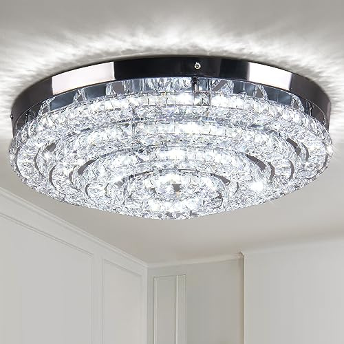 Cainjiazh 18 lámpara de araña de cristal moderna lámpara de techo incorporada entrada dormitorio Sala de estar comedor lámpara de araña LED grande (6000k blanco frío)