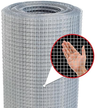 Sanzeus Hardware Cloth, 1/4 Inch 48in x 100ft 23 Gauge, Double-Layer Hot-Dip Galvanizing After Welding, Chicken Wire Fence Wire Mesh Poultry Netting Garden Fence Tree Guard Rolls