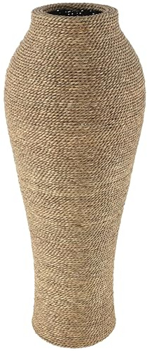 Deco 79 Seagrass Handmade Decorative Vase Tall Wrapped Centerpiece Vase, Vase for Home Decoration 12 x 12 x 31, Brown
