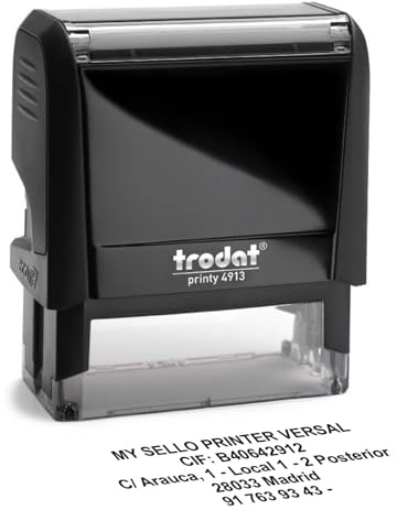 STAMPRINT VERSAL | Sello Personalizado | Sellos Empresa Automatico | Sellos Oficina Caucho Direccion | Sello Logo Medico Profesor | TRODAT 4913 | Diseño 55x20mm | 5 Líneas | Tinta Incluida Color