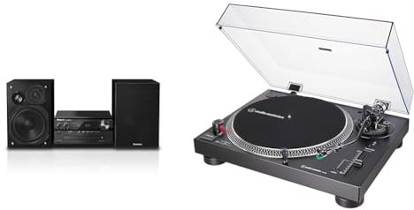 Panasonic SC-PMX92EB-K Micro Hi-Fi System with Bluetooth and DAB+ & Audio-Technica LP120XUSBBK Manual Direct-Drive Turntable (Analogue & USB) Black