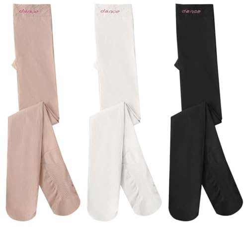 ACMEDE 3 paires Collants de Ballet à Pieds pour enfants, Collants de danse avec pied filles 90D Legging Ballet Collants Antidérapant pour Filles Tout-Petits Étudiants Pratiquent 1-14 ans
