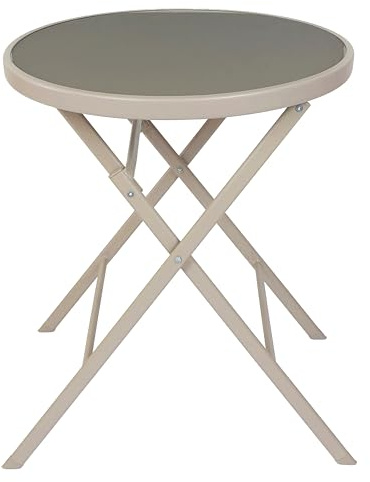 HOME DECO FACTORY - HDO0302 Mesa Modelo Elba Beige, Mesa de Salón de Jardín, Mobiliario de Exterior, 60x71x60 cm, para Montar, Beige