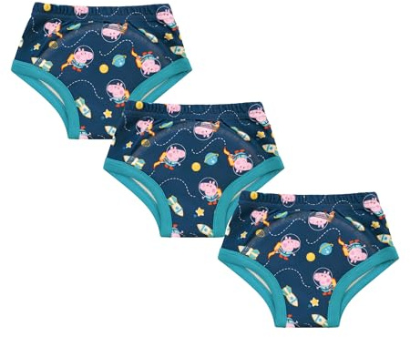 Peppa Pig Potty Training Pants Boys Girls Reusable Training Underwear 100% Cotton Waterproof Purple Blue Pink Yellow Toddler Pants Iconic Character Design 3 Pack (Blue, S (18-24 Months))