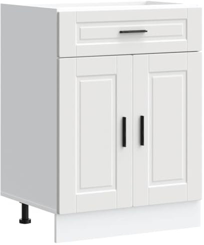 vidaXL Küchenunterschrank Porto Weiß Holzwerkstoff, Spülenunterschrank, Schrank Küche, Lagerschrank, Unterschrank für Küche, Küchenzeile