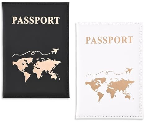 2 Stück Reisepasshülle Personalisiert,PU Leather Passport Hülle Reisepass Hülle,Goldenem Muster Passport Cover,Holder Reisepasshüllen,Passhülle Reisepass Organizer für Kreditkarten Reisedokumente