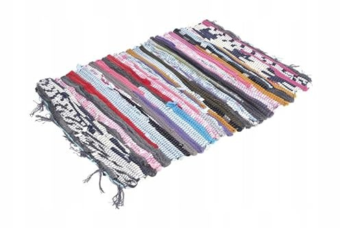 BirnePower Flickenteppich Fleckerlteppich Baumwollteppich Webteppich Teppichläufer Handwebteppich Fransen 40 x 60 cm