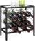 HOMCOM Portabottiglie Vino per 10 Bottiglie Totali con Piano d'Appoggio in Vetro Temperato, Cantinetta Portabottiglie in Acciaio, per Cucina, Dispensa, Cantina e Bar, 41x22x41 cm, Nero