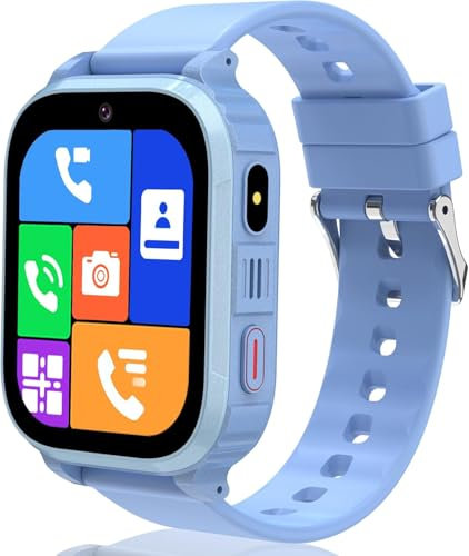 4G Kids Smart Watch Boys Girls Teens, IP68 Kid Smartwatch with GPS, SOS, Vedio Call, School Mode, Calendar, Alarm, Flashlight, Game, Calculator, Passcode Lock, Smart Watch for Kids 4-15 Years Old
