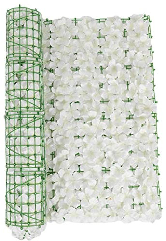 Paneles de valores de la Valla de Flores Artificiales Privacidad de la Pared del jardín White 50x100cm, cercas Decorativas