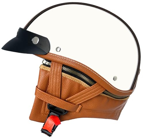 Casque Demi Coque De Moto Certifié DOTECE pour Cruiser Scooter Casque De Visage Découvert Casque De Machette Vintage Casque Cyclomoteur City Riding Homme Femmes 2,L:59-60CM
