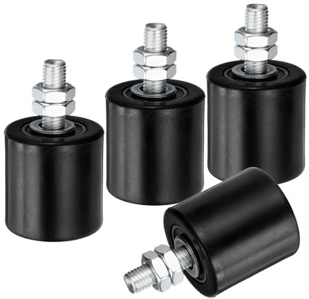 QUARKZMAN Rodillo Guía para Puerta Corredera 2 de Nylon,Negro 4Pcs | Rodillos Conjunto de Soporte para Puerta, Rodillo Guía Universal con Rodamiento Bolas Sellado para Puerta Corrediza