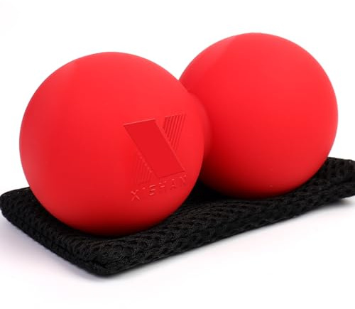Double boule de massage lacrosse pour massage du corps, relâchement myofascial, massage des points de déclenchement, tissus profonds, parfait pour le yoga, le pilates, la physio, la rééducation et la