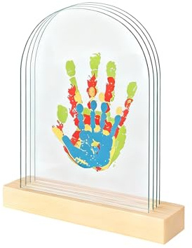 Snowth Familjefotavtryckssats för 5 personer, babyfots- och handavtryckssats, familjehandavtryck, 5 plexiglasplattor, 6 pigmentfärger, giftfri fingerfärg