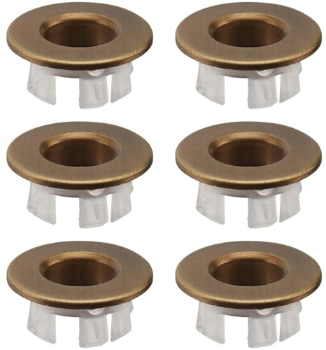 Generico Anelli di Troppo Pieno Lavabo Bagno in Bronzo Set da 6 Pezzi, Coperture ad Anello per Sfioratore, Accessori per Sanitari da Bagno, Facile Installazione per Uso Domestico