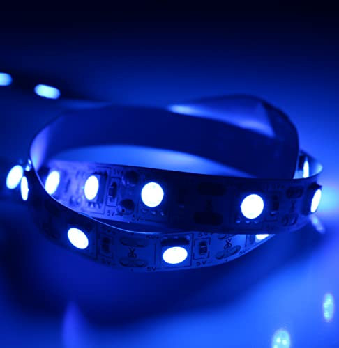 BUYERTIME 1M/3.28ft 60LEDs USB SMD5050 LED Strip Light 5V USB Powered Flexible High Brightness LED Tape Lights for TV Backlight, Computer, Laptop, Room Decoration (Blue)