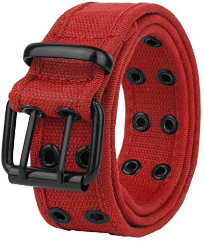 Gelante Canvas Double Grommet Hole Belt 2043-4-RD-M