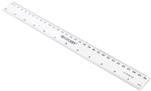 Westcott E-10182 00 Kunststofflineal, Skalierung, 30 cm, 12 Zoll transparent