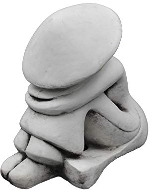 gartendekoparadies.de Statue eines chinesischen Bauers, Steinfigur, H. 29 cm, 13 kg, Grau, frostsicher aus Steinguss für Außenbereich