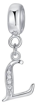 Bokstavsberlocker i 925 sterlingsilver, för Pandora-armband, Sterlingsilver, Ingen ädelsten