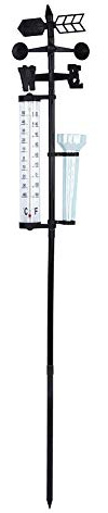 Weather Station, 3 in 1 Yard Weather Indicator with Wind Direction Arrow, Rain Garden Thermometer for Precipitation